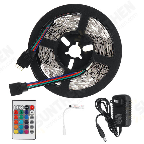 5M DC12V LED Strip Light 5050 RGB Rope Flexible Changing Lamp with Remote Control for TV Bedroom Party Home Christmas Decorations Clearance Lights