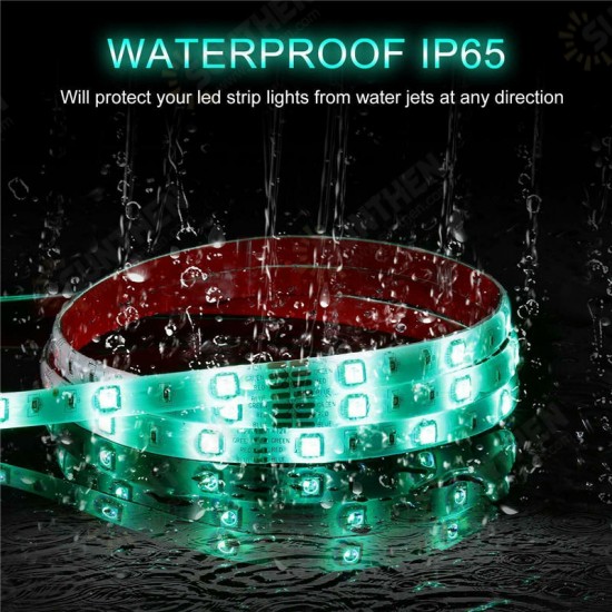 5M DC12V RGB Waterproof Indoor Outdoor Music LED Strip Light + 20 Keys Remote Control + Power Adapter