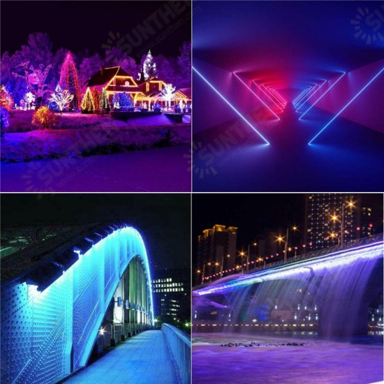 5M DC12V RGB Waterproof Indoor Outdoor Music LED Strip Light + 20 Keys Remote Control + Power Adapter