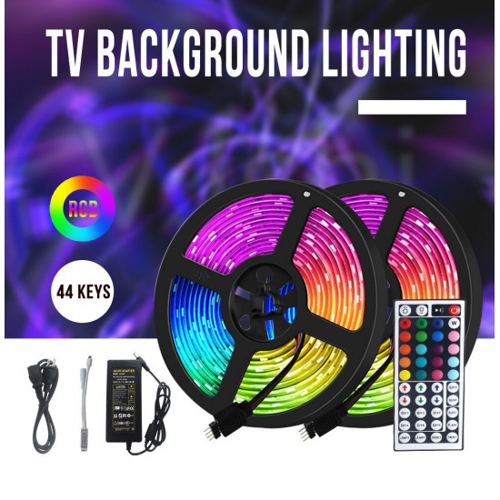 5M RGB 5050 SMD LED Light Strip Kit IP65 Waterproof Indoor and Outdoor Light Bar with Infrared Remote Control