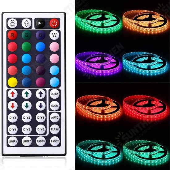 5M RGB 5050 SMD LED Light Strip Kit IP65 Waterproof Indoor and Outdoor Light Bar with Infrared Remote Control