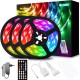 5M RGB 5050 SMD LED Light Strip Kit IP65 Waterproof Indoor and Outdoor Light Bar with Infrared Remote Control