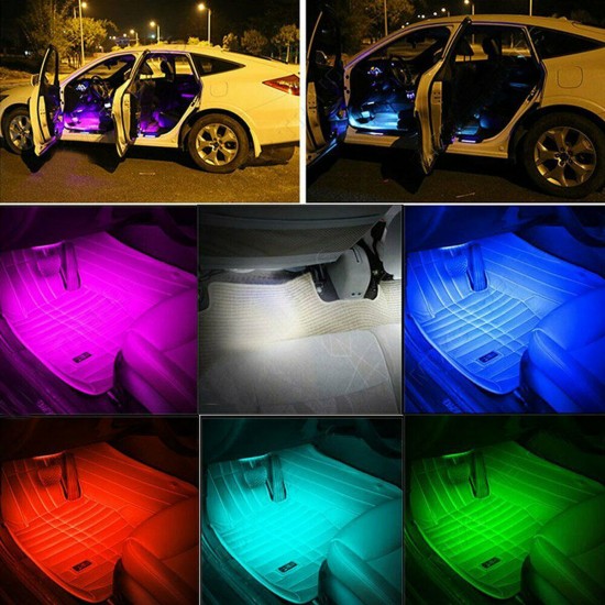 6/8Pcs 5050 LED Car Strip Underglow DC12V 40W RGB LED Neon Car Under Glow Atmosphere Strip Light APP bluetooth Control