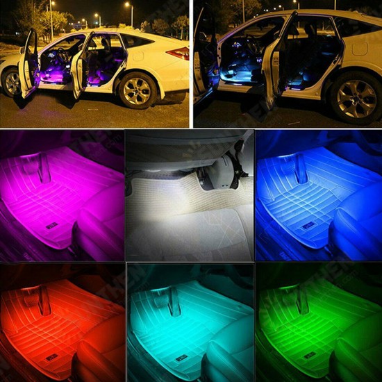 6/8Pcs 5050 LED Car Strip Underglow DC12V 40W RGB LED Neon Car Under Glow Atmosphere Strip Light APP bluetooth Control