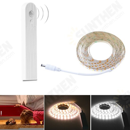 Battery Powered 1M 2M PIR Motion Sensor Activated Dimmable LED Strip Light for Cabinet Wardrobe