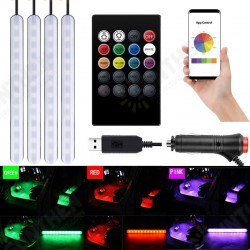 Car RGB Atmosphere Lamps Car Interior Ambient Light Decorative Dashboard Door Remote Control and App Control Foot Light Car RGB Atmosphere Lamps Car Interior Ambient Light Decorative Dashboard Door Remote Control and App Control Foot Light