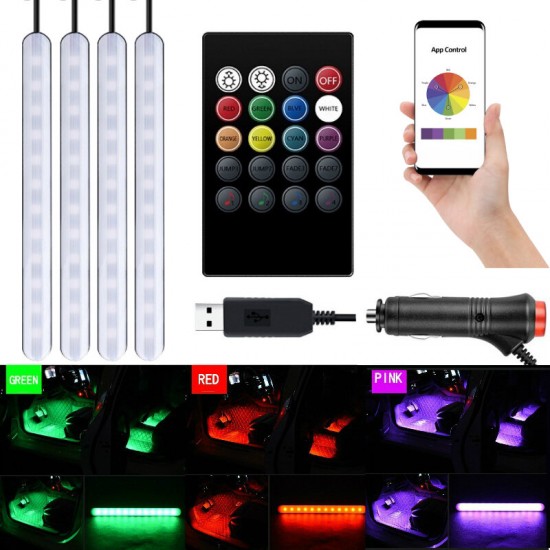 Car RGB Atmosphere Lamps Car Interior Ambient Light Decorative Dashboard Door Remote Control and App Control Foot Light