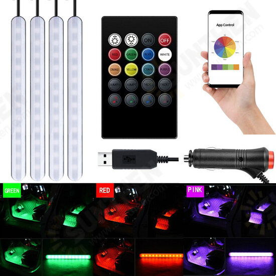 Car RGB Atmosphere Lamps Car Interior Ambient Light Decorative Dashboard Door Remote Control and App Control Foot Light