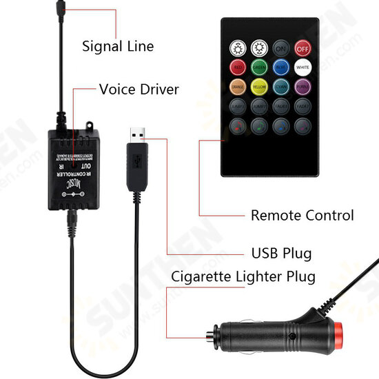 Car RGB Atmosphere Lamps Car Interior Ambient Light Decorative Dashboard Door Remote Control and App Control Foot Light