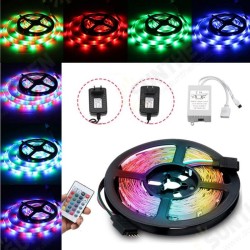 DC12V 24W 2A 5M Waterproof SMD3528 RGB LED Strip Lights US EU Power Adapter + 24 Keys Remote Control DC12V 24W 2A 5M Waterproof SMD3528 RGB LED Strip Lights US EU Power Adapter + 24 Keys Remote Control