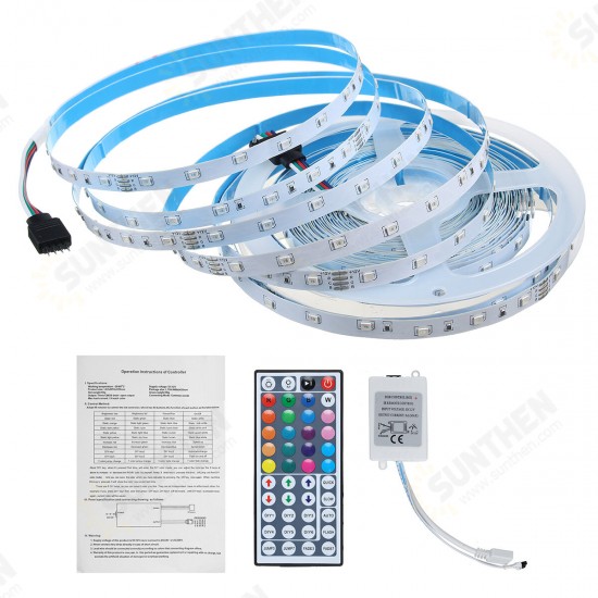 DC12V 3X5M/10M LED Strip Light Non-waterproof 3528 RGB Tape Lamp for Room TV Party Bar + Remote Control