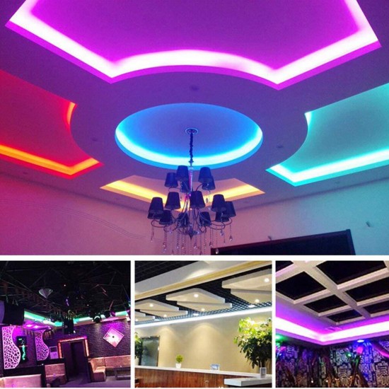 DC12V 3X5M/10M LED Strip Light Non-waterproof 3528 RGB Tape Lamp for Room TV Party Bar + Remote Control