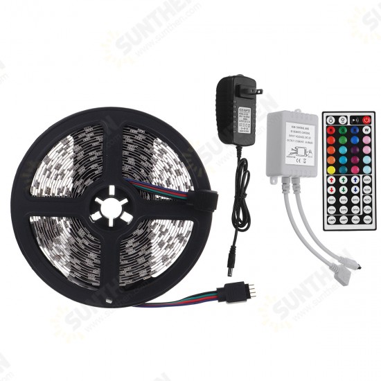 DC12V 5M 5050 RGB 300LED Strip Light Waterproof/Non-waterproof Tape Lamp + 44 Key Remote Control + 3A Power Adapter