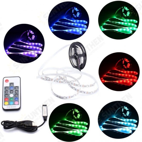 DC5V Non-waterproof USB RGB 5050 LED Strip TV Backlight Kit + 17 Keys Remote Control