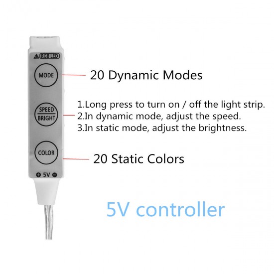 LED Strip Light 50CM 100CM 150CM 200CM 5050 Waterproof RGB Flexible Color Changing Kit for Home Kitchen TV Backlight