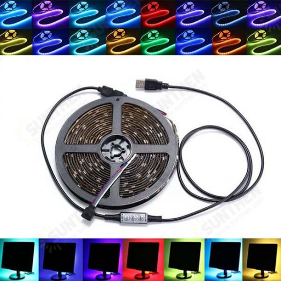 0.5/1/2/3/4/5M Non-Waterproof USB RGB SMD5050 LED Strip Light TV Background Lighting Lamp Kit DC5V