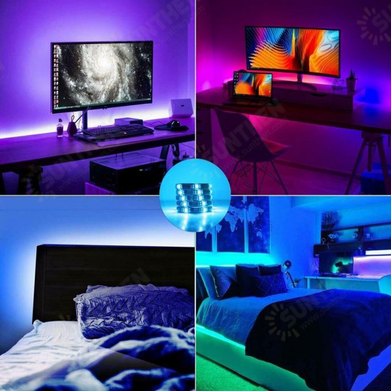 1-5M 5050 RGB USB LED Strip Light Colour Changing + 44 Keys IR Remote Control Christmas Decorations Lights