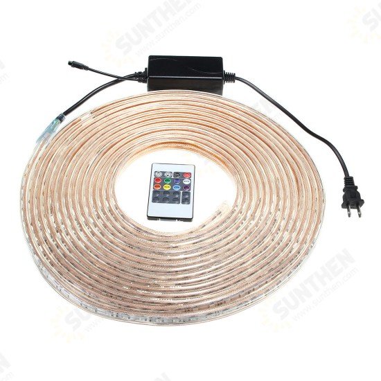 10/15M SMD5050 LED RGB Flexible Rope Outdoor Waterproof Strip Light + Plug + Remote Control AC110V