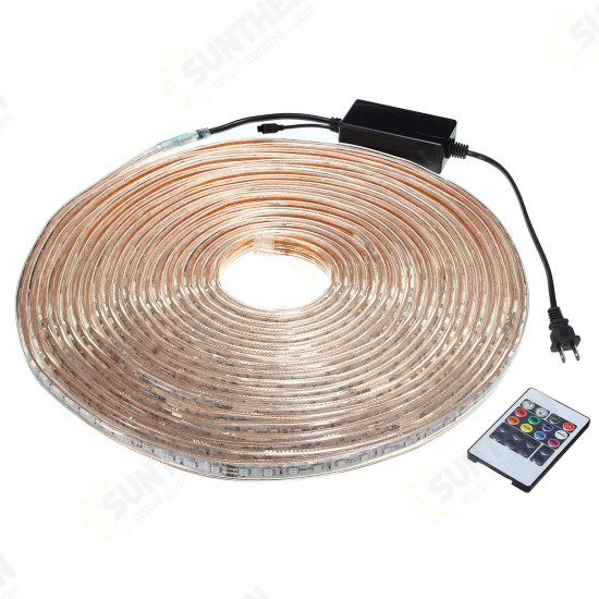 10/15M SMD5050 LED RGB Flexible Rope Outdoor Waterproof Strip Light + Plug + Remote Control AC110V