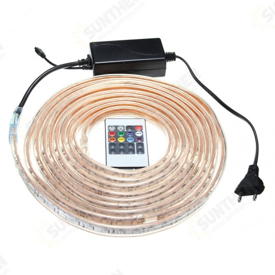 1/2/3/5M SMD5050 LED RGB Flexible Rope Outdoor Waterproof Strip Light + Plug + Remote Control AC220V