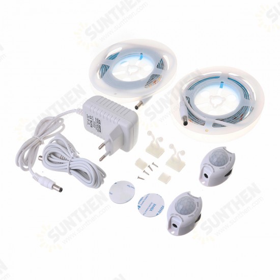 1.5M 3M Motion Activated Sensor Flexible LED Strip Light Bed Night Lamp with Switch EU Plug DC12V