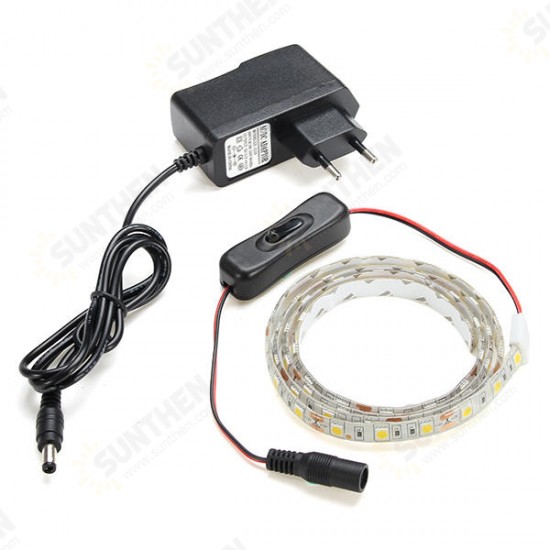 1M Flexible Waterproof 60 LED SMD5050 Strip Light Set with Switch and DC12V Power Adapter