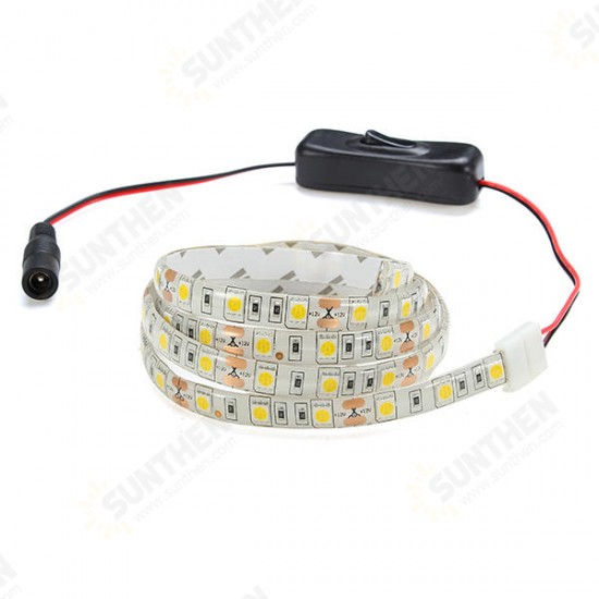 1M Flexible Waterproof 60 LED SMD5050 Strip Light Set with Switch and DC12V Power Adapter