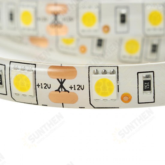 1M Flexible Waterproof 60 LED SMD5050 Strip Light Set with Switch and DC12V Power Adapter