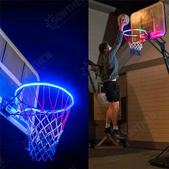 1M Solar Powered Waterproof 8 Modes IP67 RGB White 30LED Basketball Rim Strip Light for Outdoor Use