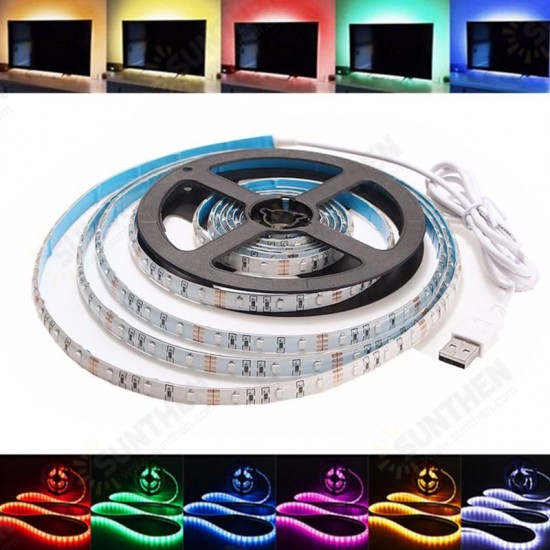 1M Waterproof USB SMD3528 TV Background Computer LED Strip Tape Flexible Light DC5V