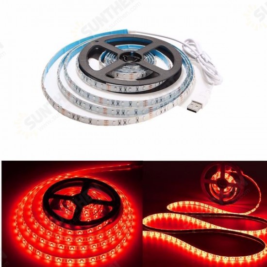 1M Waterproof USB SMD3528 TV Background Computer LED Strip Tape Flexible Light DC5V