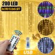 200LED USB Remote Curtain Lights Decor RC Fairy Window Lamp Colorful New Year