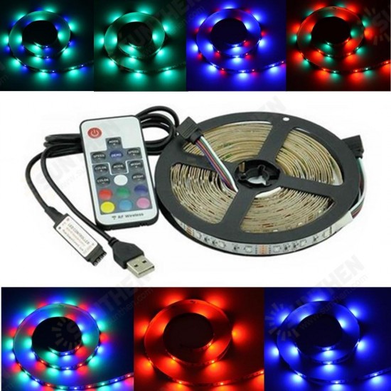 2M 3M 5M USB SMD 2835 RGB TV Background Lighting Kit Strip Light With 17Keys RF Remote DC5V