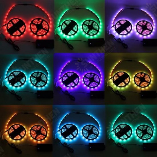 2PCS 5M 150 LEDs 5050 RGB Waterproof 44 Key Remote Control DC12V Flexible LED Strip Light Kit