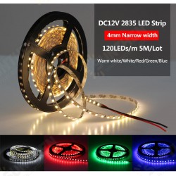 4mm Narrow Width DC12V 5M 2835 Flexible LED Strip Light Non-Waterproof for Home Indoor Bed Decor 4mm Narrow Width DC12V 5M 2835 Flexible LED Strip Light Non-Waterproof for Home Indoor Bed Decor
