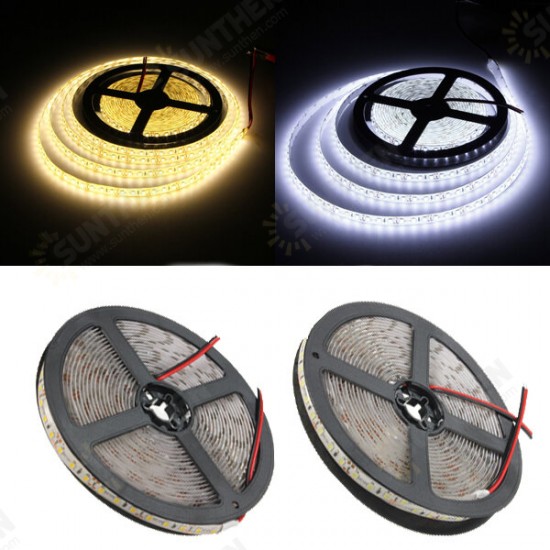 5M 15W DC12V 600 SMD 2835 Waterproof IP65 White/Warm White Tape LED Flexible Strip light