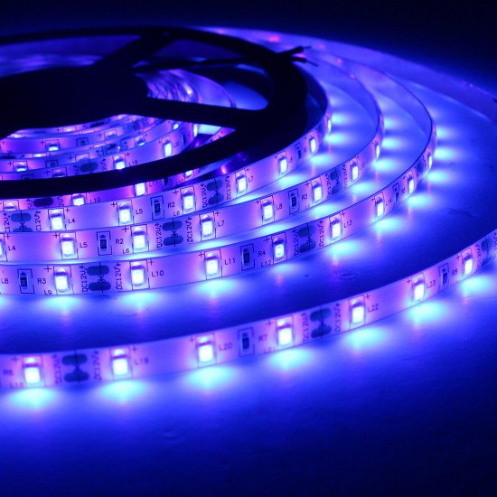 5M 3528SMD Non-waterproof UV Purple LED Strip Light with DC Connector DC12V