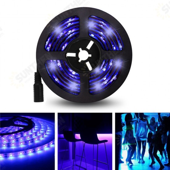 5M 3528SMD Non-waterproof UV Purple LED Strip Light with DC Connector DC12V