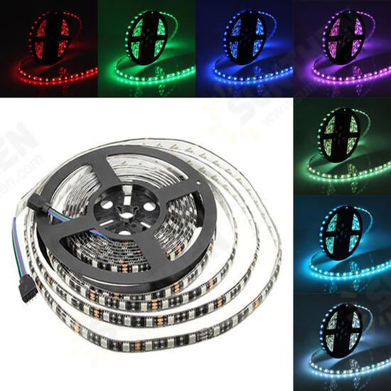 5M 72W Black PCB SMD 5050 Waterproof IP65 RGB 300 LED Strip Light Lamp For Decor Lighting DC 12V