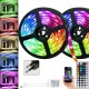 5m/10m/15m/20m RGB LED Strip Lights IP65 Waterproof IR controller & APP Control