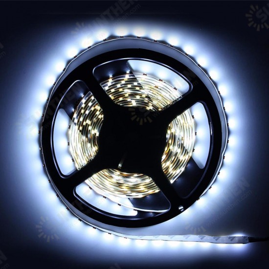 5pc 5M Non-Waterproof Cool White 3528 SMD 300 LED Strip Light DC12V for DIY Indoor Home Car