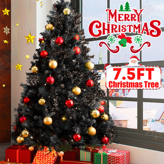 7.5Ft PVC Artificial Christmas Tree Stand Indoor Outdoor Holiday Xmas Decoration Gift