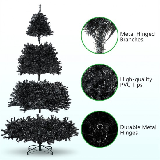 7.5Ft PVC Artificial Christmas Tree Stand Indoor Outdoor Holiday Xmas Decoration Gift