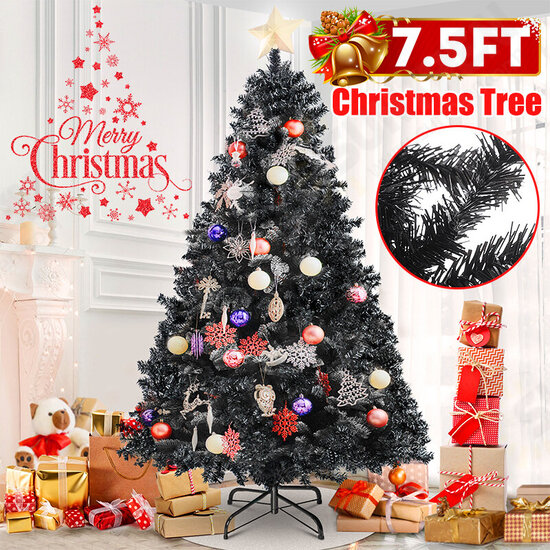 7.5Ft PVC Artificial Christmas Tree Stand Indoor Outdoor Holiday Xmas Decoration Gift