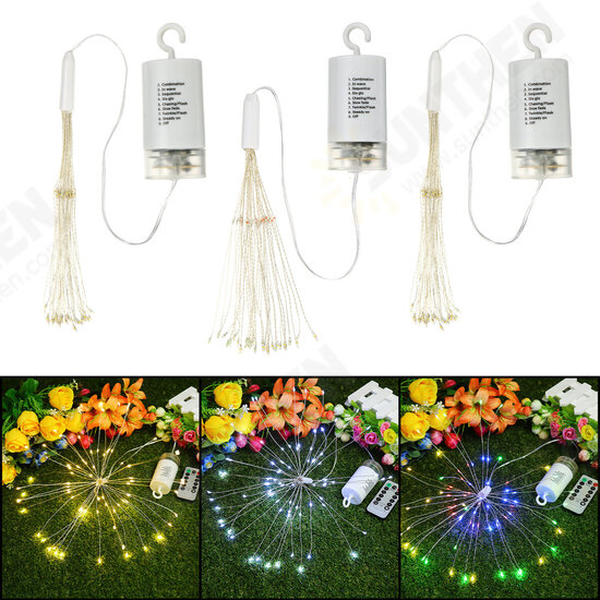 Hanging LED Firework Fairy String Light 8Modes Remote Home Party Wedding Decor