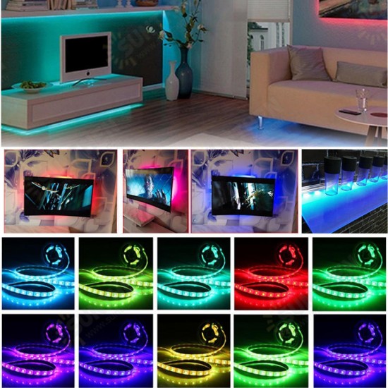 USB DC5V SMD5050 RGB LED White Tape TV Background Strip Light with Remote Controller Non-waterproof