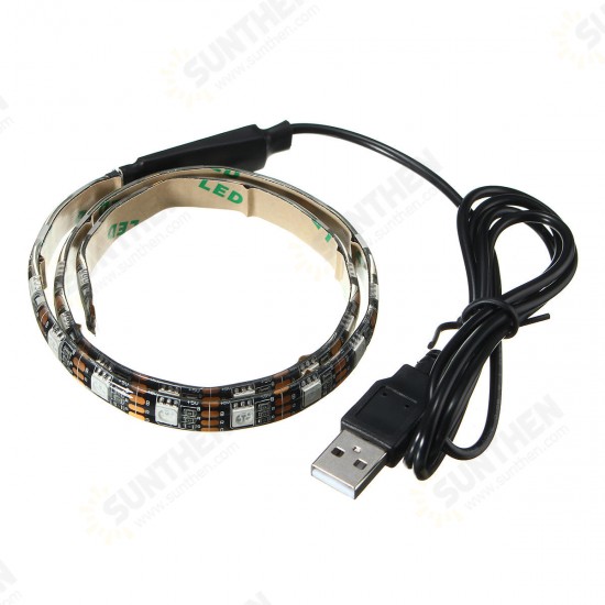 Waterproof 5050 USB Black TV PC Background RGB LED Strip Light Xmas Decor+ Remote DC5V