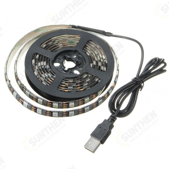 Waterproof 5050 USB Black TV PC Background RGB LED Strip Light Xmas Decor+ Remote DC5V