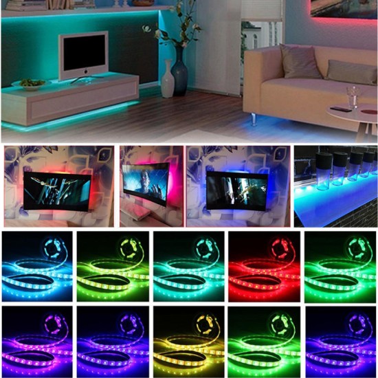 Waterproof USB DC5V SMD5050 Tape TV Background RGB LED Strip Light with Remote Controller