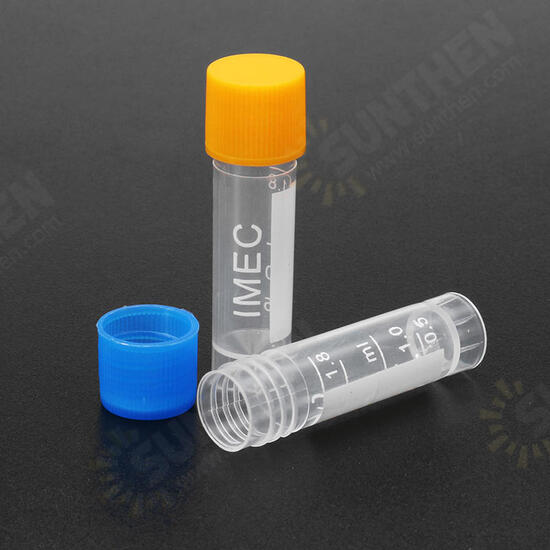 10pcs 1.8ml Plastic Graduated Vial 0.063oz Cryovial Tube Sample